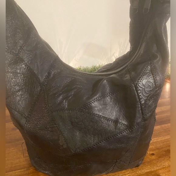 Vintage Patchwork Black Hobo Shoulder Bag - Picture 2 of 6
